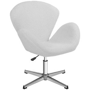 Fauteuil de bureau néo-rétro acier chromé effet laine boucl…