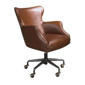 Fauteuil de bureau pivotant cuir marron foncé