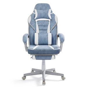 Fauteuil de bureau repose-pieds télescopique bleu Lacet bla…