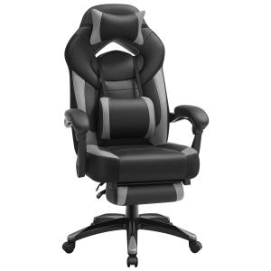 Fauteuil de bureau repose-pieds télescopique noir et gris