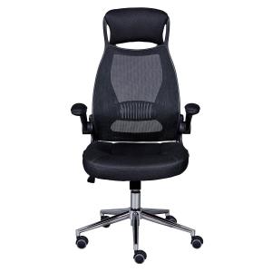 Fauteuil  de bureau tissu mesh noir et appui-tête pieds chr…