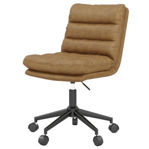 Fauteuil de bureaux en cuir synthétique patiné Camel