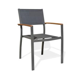 Fauteuil de jardin alu et acacia - Gris anthracite