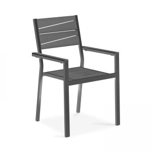 Fauteuil de jardin aluminium et bois synthétique gris foncé…