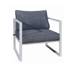 Fauteuil de jardin aluminium, polywood, polyester blanc et…