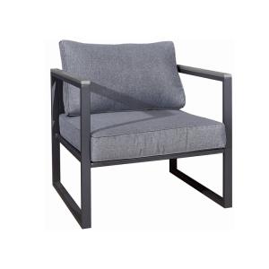 Fauteuil de jardin aluminium, polywood, polyester gris