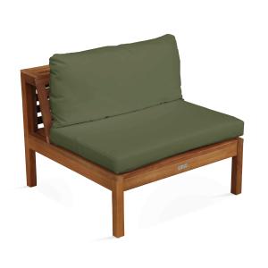 Fauteuil de jardin bas en bois d'eucalyptus vert sauge