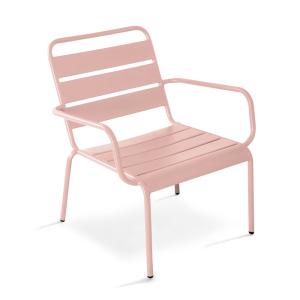 Fauteuil de jardin bas relax acier rose poudré