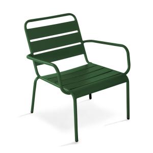 Fauteuil de jardin bas relax acier vert forêt