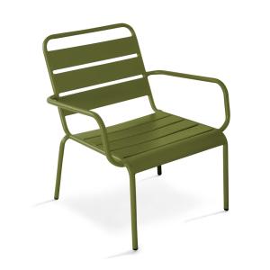 Fauteuil de jardin bas relax acier vert kaki