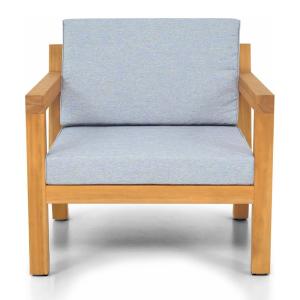 Fauteuil de jardin - bois FSC - coussins gris chiné