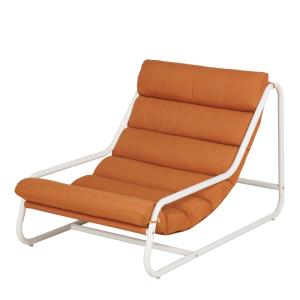 Fauteuil de jardin en acier blanc et toile brique recyclée