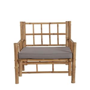 Fauteuil de jardin en bambou avec coussin gris
