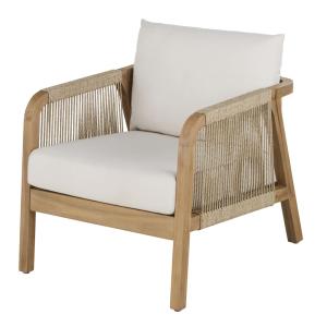 Fauteuil de jardin en bois d'acacia massif et coussins en p…