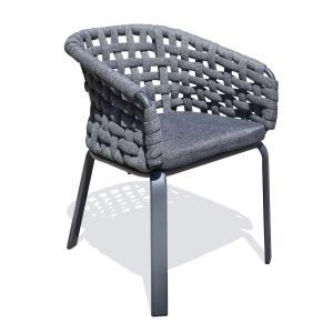 Fauteuil de jardin en corde tissée et aluminium gris anthra…