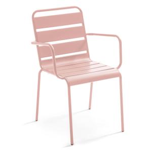 Fauteuil de jardin en métal rose poudré