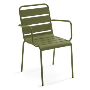 Fauteuil de jardin en métal vert kaki