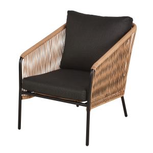 Fauteuil de jardin en résine recyclée beige, métal noir et…