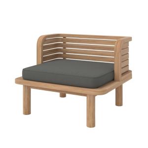 Fauteuil de jardin en teck massif et coussin gris