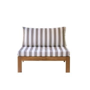 Fauteuil de jardin en teck massif rayé blanc et taupe