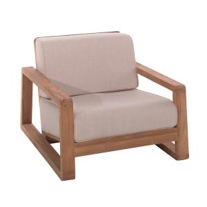 Fauteuil de jardin en teck recyclé et tissu sunbrella