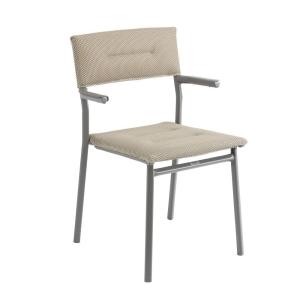 Fauteuil de jardin matelassé en acier beige L49xl58xH85