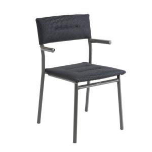 Fauteuil de jardin matelassé en acier gris L49xl58xH85