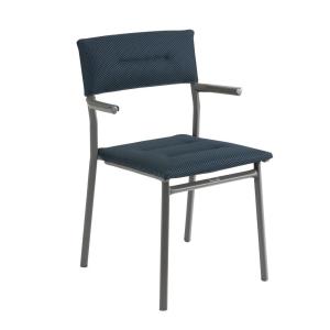 Fauteuil de jardin matelassé en aluminium bleu L49xl58xH85