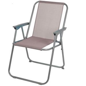 Fauteuil de jardin pliable en métal et textilène taupe 53x5…