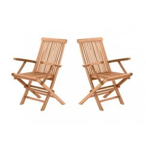 Fauteuil de jardin pliable en teck massif naturel (lot de 2)