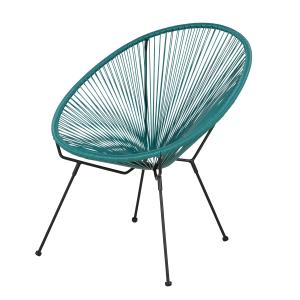 Fauteuil de jardin rond en acier noir et résine vert célado…