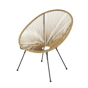 Fauteuil de jardin rond en résine recyclée imitation rotin