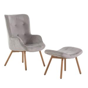 Fauteuil de lecture et de détente avec repose-pieds en velo…