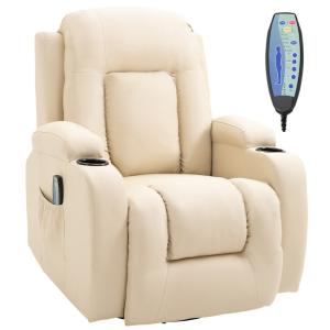 Fauteuil de massage chauffant en similicuir crème