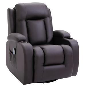 Fauteuil de massage chauffant inclinable repose-pied chocol…