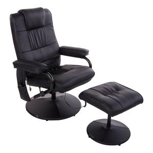 Fauteuil de massage inclinable repose-pied synthétique noir