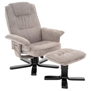 Fauteuil de relaxation avec repose-pieds en tissu beige/noir