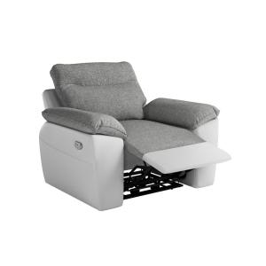 Fauteuil de relaxation électrique en tissu et simili - Blan…