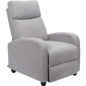 Fauteuil de relaxation manuel 67x93x97 cm en tissu gris cla…