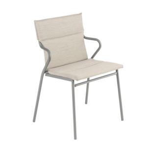 Fauteuil de repas matelassé en acier beige L55xl61xH85