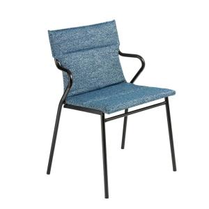 Fauteuil de repas matelassé en acier bleu L55xl61xH85