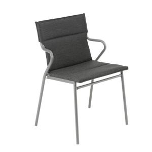 Fauteuil de repas matelassé en acier gris L55xl61xH85