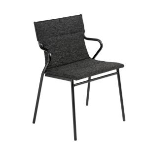 Fauteuil de repas matelassé en acier noir L55xl61xH85