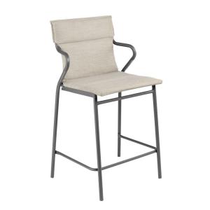 Fauteuil de repas matelassé mi-haut en acier beige L52xl58x…