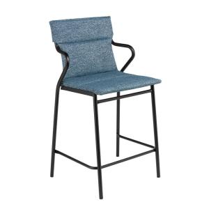 Fauteuil de repas matelassé mi-haut en acier bleu L52xl58xH…
