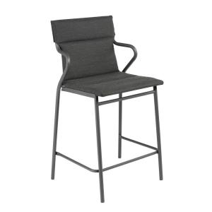 Fauteuil de repas matelassé mi-haut en acier gris L52xl58xH…