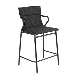 Fauteuil de repas matelassé mi-haut en acier noir L52xl58xH…