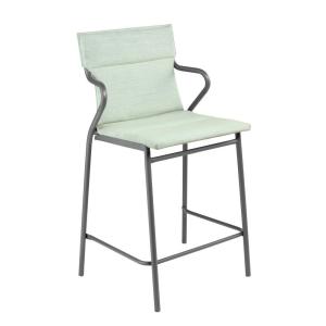 Fauteuil de repas matelassé mi-haut en acier vert L52xl58xH…