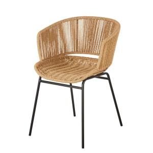Fauteuil de restaurant en acier noir et résine beige