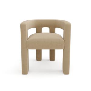 Fauteuil de salle à manger velours lisse beige